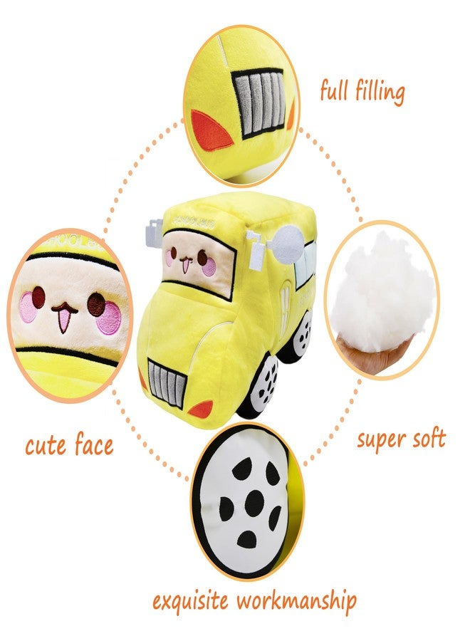 YONLIT Soft Plush School Bus Stuffed Car Toy Super Cute Yellow Truck plushie Excellent Gifts for Kids or Birthday Party 11 Inches - Image 4